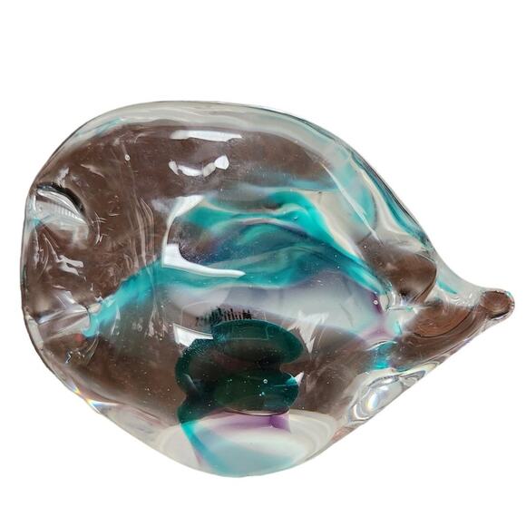 Multi Glass Hand Craft Murono Style Glass Fish set of 2 6.5"x4" 5"x3.5" - Picture 6 of 10